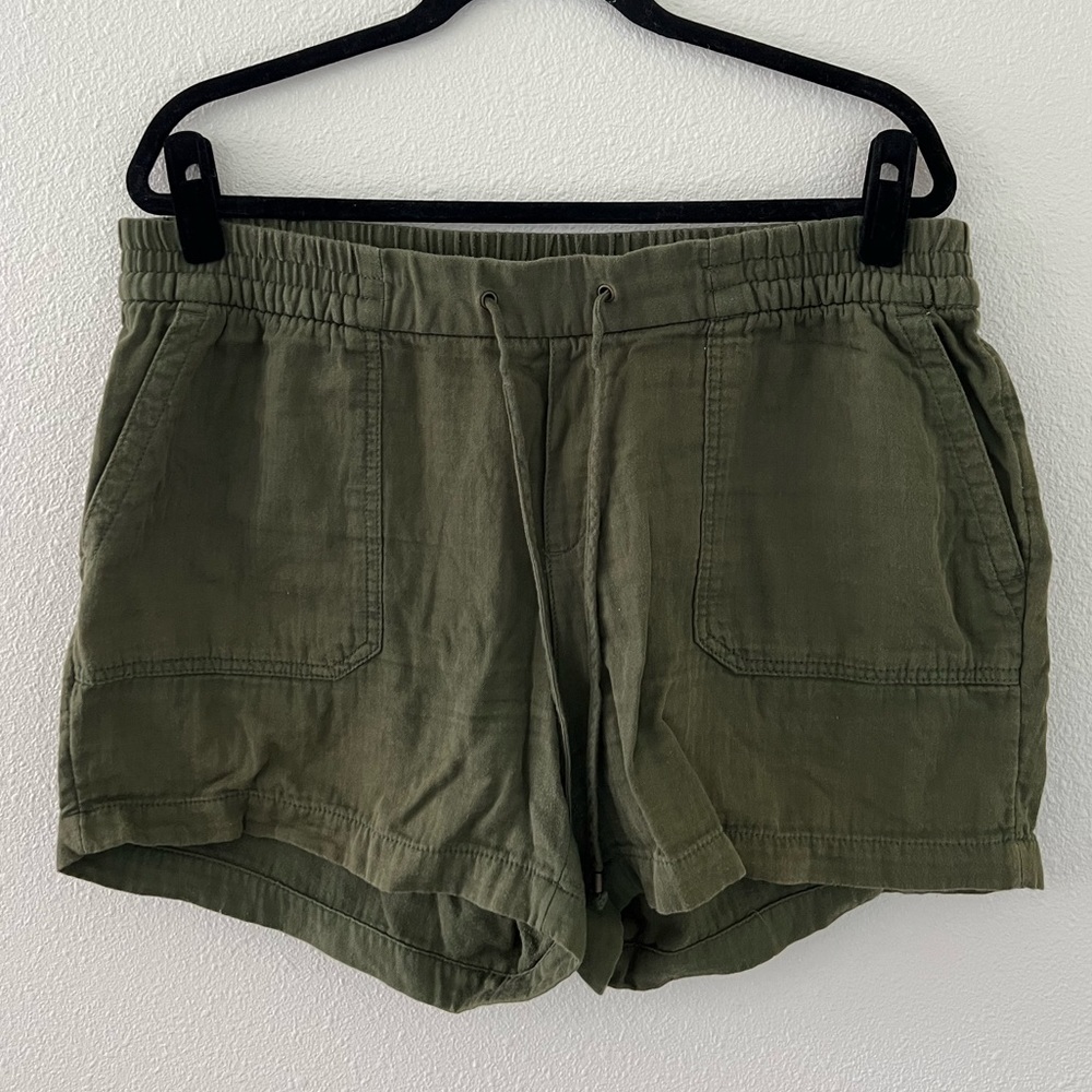 Old Navy Olive Green Linen-Cotton Blend Shorts